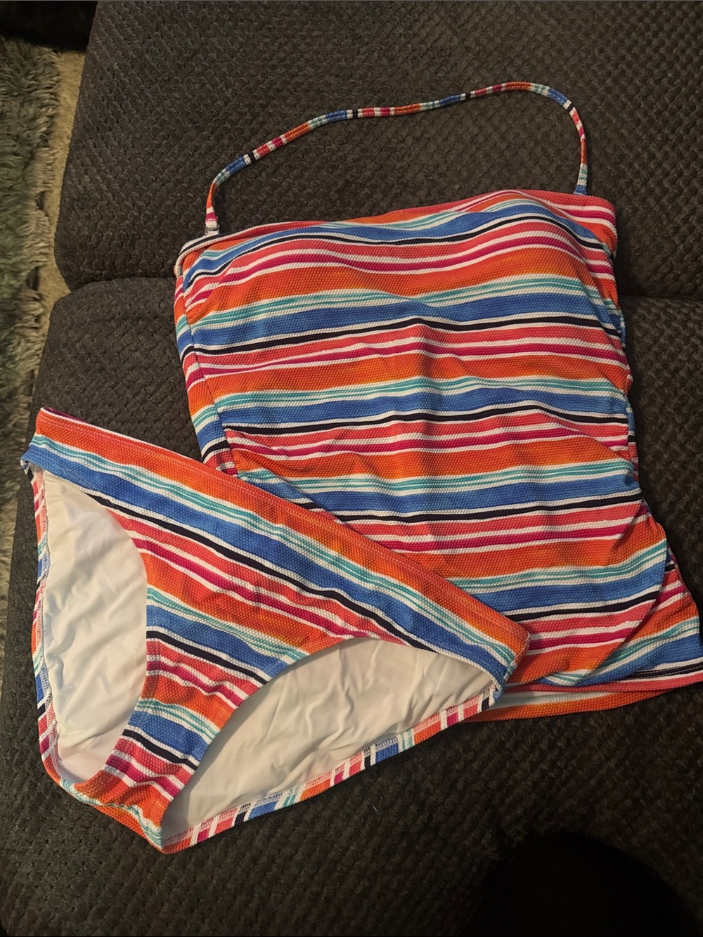 Tommy Bahama Multicolor Striped Tankini Set - Red, Orange, Blue, Green, White